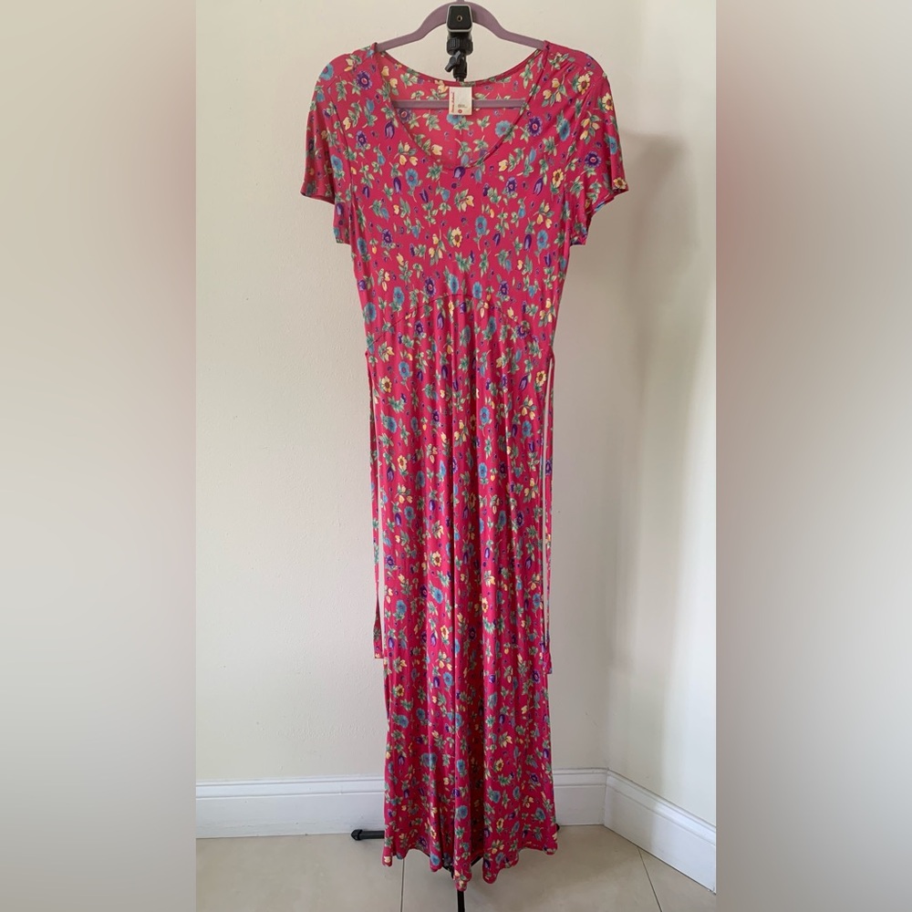 Hanna Anderson Vintage 90s Floral Pink Maxi Dress Size M